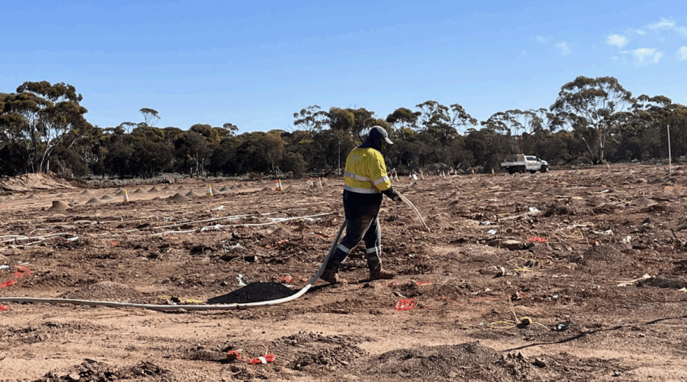 Preparation for first blast at Auric Mining's Jeffreys Find in WA.