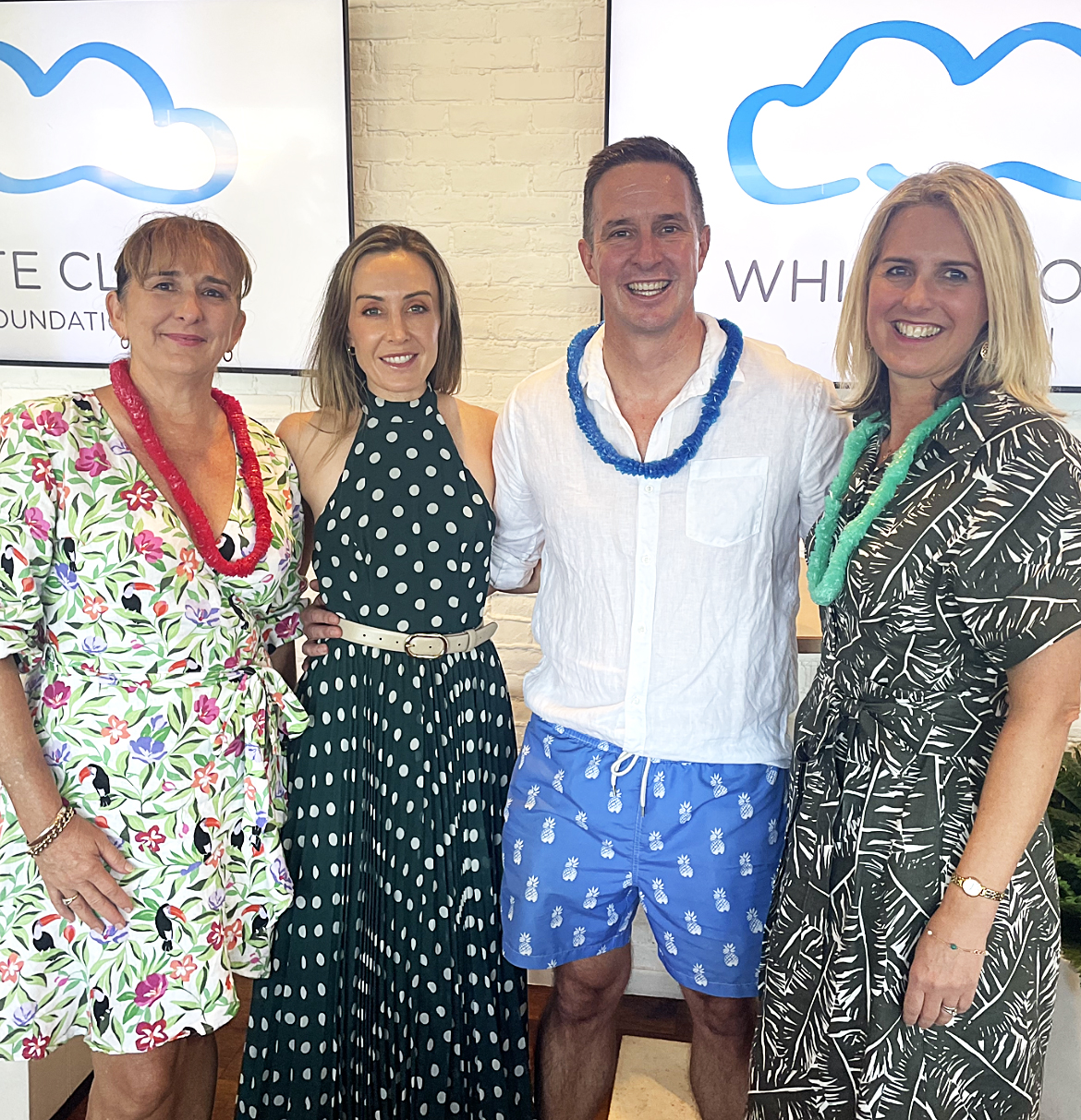 Madonna Simmons, Bravus' community manager Ally Foley, White Cloud Foundation’s Professor Adam Scott and Bravus’ head of community Kate Campbell at the Boardies and Bubbles fundraising lunch in Townsville, QLD.