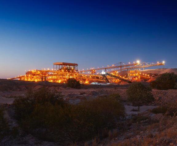 Telfer mine at night.