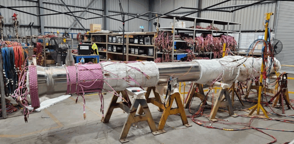 Reactor successfully heat-treated and preparing for machining and final assembly.