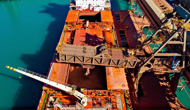 (Image source: Fenix Resources) Ship loading iron ore