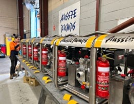 Mine Boss fire pumps in production at the company's Castle Hill facility
