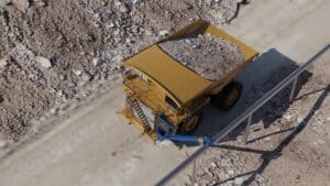 (Photo and video courtesy of BluVein) Aerial view of the electric haul truck.