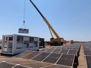 Aggreko solar panel and battery installation at Porphyry
