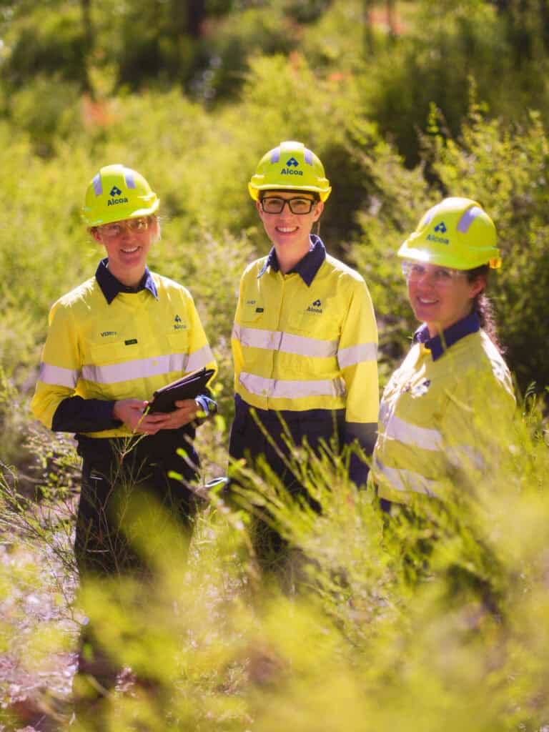 Alcoa employees (from left) Verity Carscadden, Dr Lucy Commander and Dr Justine Barker are part of the growing inhouse Environmental Research team.