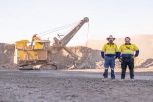 (Image source: Whitehaven Coal) Workers at the Blackwater mine. 