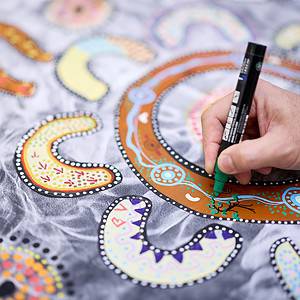 (Image source: Mineral Resources) NAIDOC communal painting. 