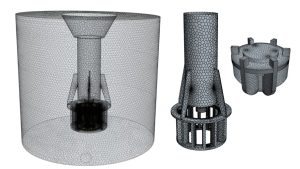 CFD model of a conventional flotation cell.