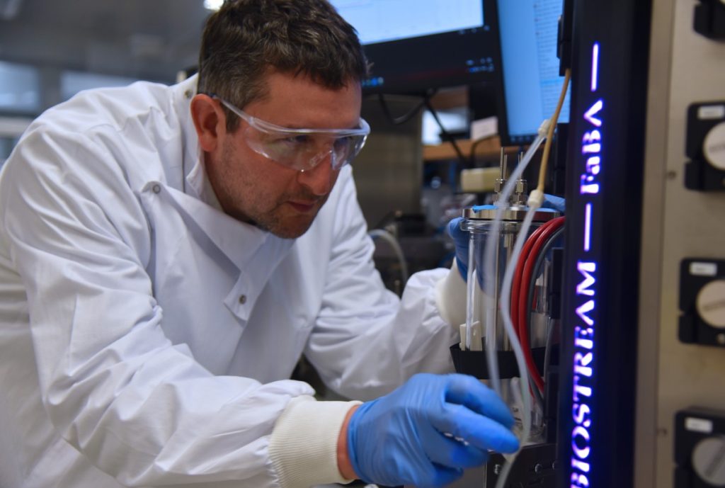 (Image Source: The University of Queensland) Professor Esteban Marcellin at the AIBN lab.