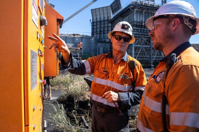 (Image source: Bravus Mining and Resources) Workers undertaking scheduled electrical systems maintenance on the bypass circuit of the Carmichael mine’s CHPP.