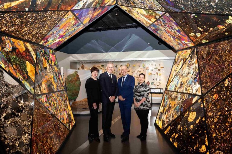 (Image source: P.S. Smile Production) From left to right: WA Museum chair Shelia McHale, Gold Fields chief executive Mike Fraser, WA Museum chief executive Alec Coles and Foundation for the WA Museum Coralie Bishop.