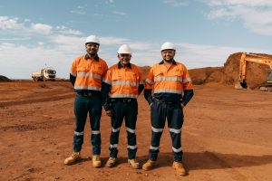 (Image source: BHP) From L-R: Jinparinya Services owners and directors Warrick Wilson, Barry Taylor and Brenden Taylor. 