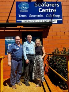 (Image source: Pilbara Minerals) From L-R: Port Hedland Seafarers business manager Phil Donnan, Port Hedland Seafarers committee member Lindsay Copeland and Pilbara Minerals senior corporate affairs advisor Melinda Hayes.