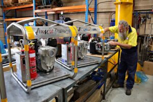 Aussie's new Mine Boss portable stainless steel trash pump in production.