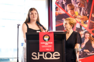 (Image source: Mineral Resources) Inside Our Minds participant Morgan Broomhall at the campaign launch on Monday.