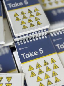 Anglo American uses Take 5 to provide prompts to change its frontline’s perception and tolerance to risk.