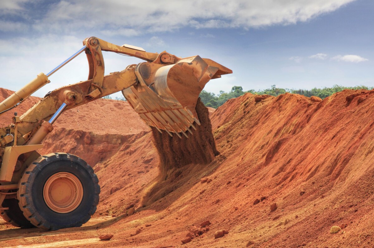 A huge bulldozer at Weipa bauxite mine.