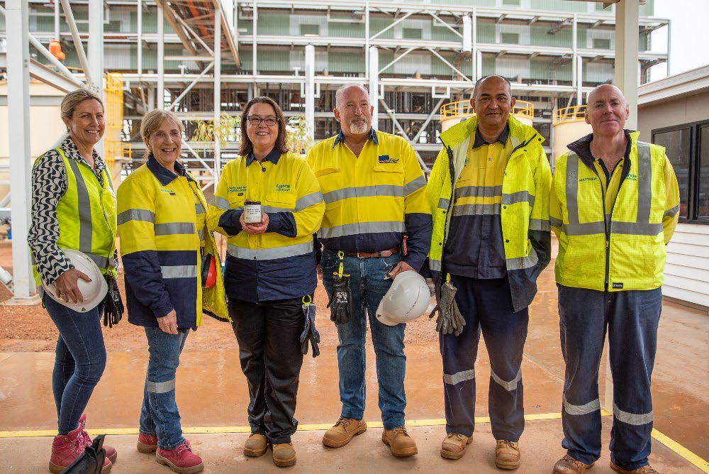 (Image source: Lynas Rare Earths) Pictured L-R are City of Kalgoorlie Boulder Deputy Mayor Kirsty Dellar, Lynas Rare Earths chief executive and managing director Amanda Lacaze, Federal Resources Minister Madeleine King, City of Kalgoorlie Boulder chief executive Andrew Brien, Lynas Rare Earths operation ramp-up executive general manager Amir Hakim and Lynas Rare Earths Kalgoorlie operations manager Matthew Lane.