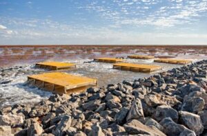 (Image source: BCI Minerals) Pond fill at the Mardie salt and potash project.