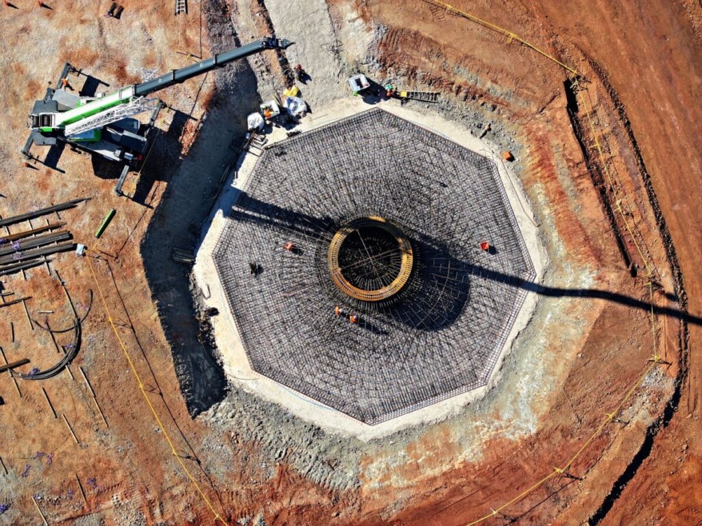 (Image source: Zenith Energy) The solar capacity at Bellevue is 24MW, consisting of four 6MW Goldwind Turbines with a rotor diameter of 165m and a total height of 212m.