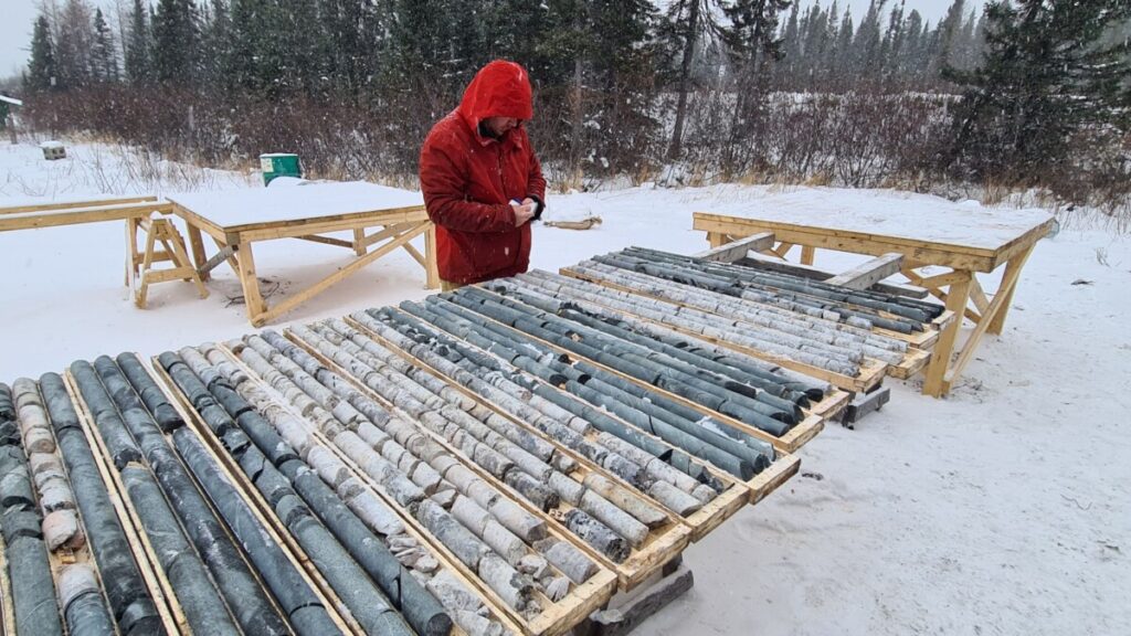 (Image source: Winsome Resources) Drill core samples at Adina.