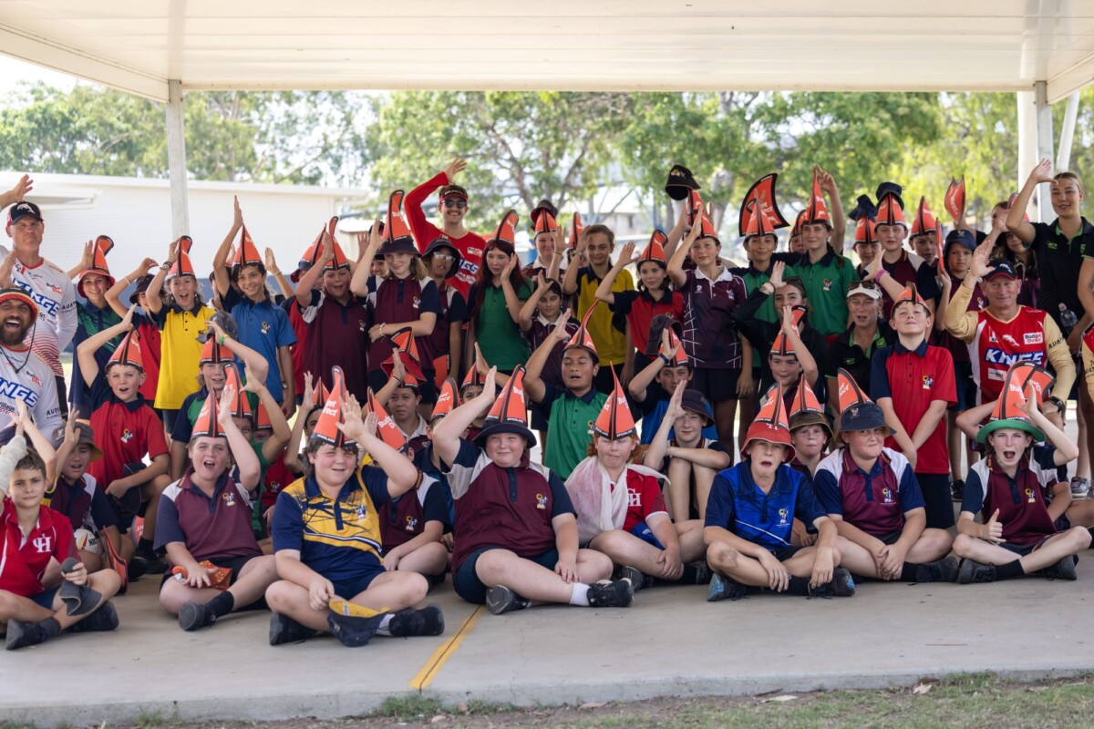 (Image source: Anglo American) Phins Up! Dolphins at Moranbah State High School.