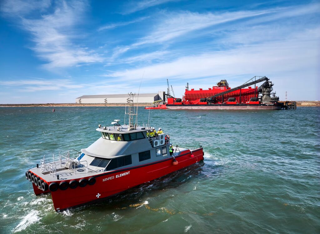 (Image source: MinRes) As MinRes’ Onslow Iron project continues its production ramp-up, two critical support vessels are playing a key role within the project’s unique transhipping solution.