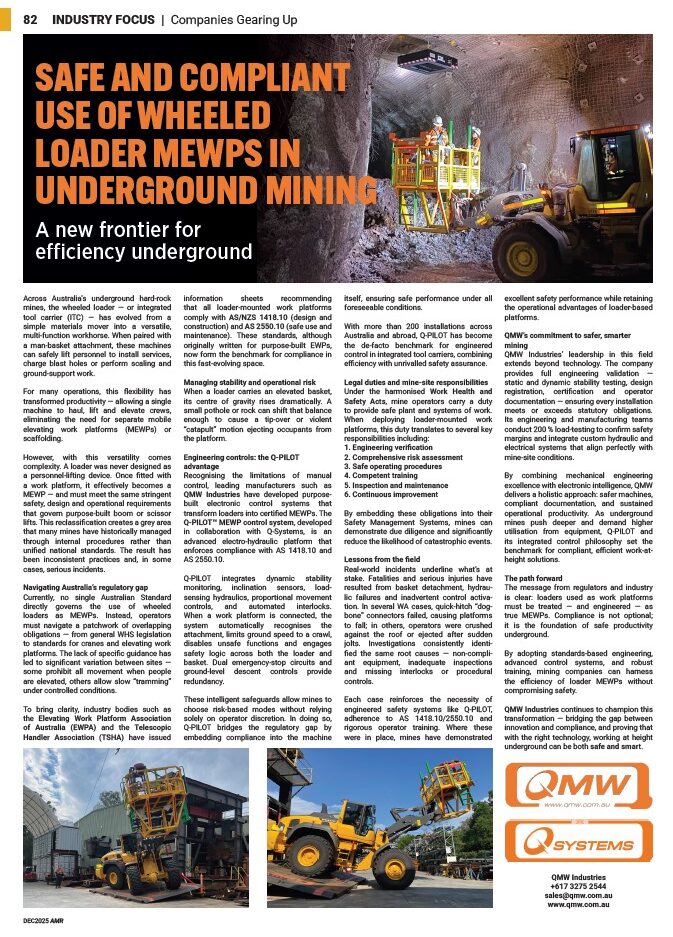 Safe and compliant use of wheeled loader MEWPs in underground mining