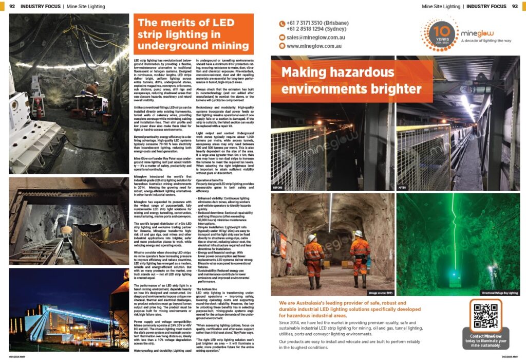 The merits of LED strip lighting in underground mining