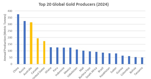 Top 20 Global Gold Producers (2024)