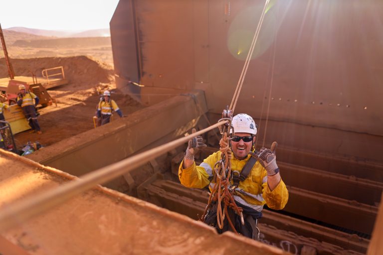Happy,Rope,Access,Abseiler,Wearing,Safety,Full,Protection,Helmet,Working