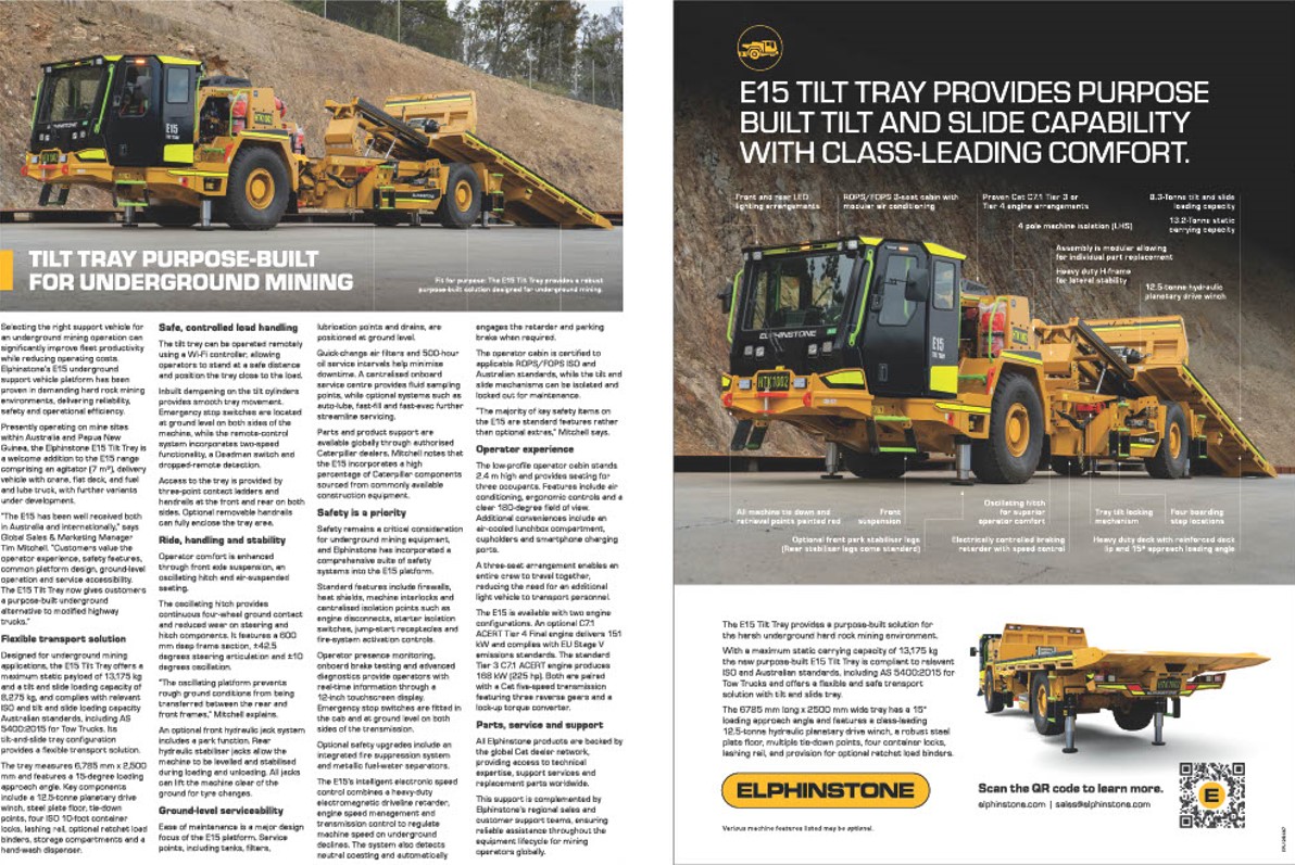 Tilt tray purpose-built for underground mining