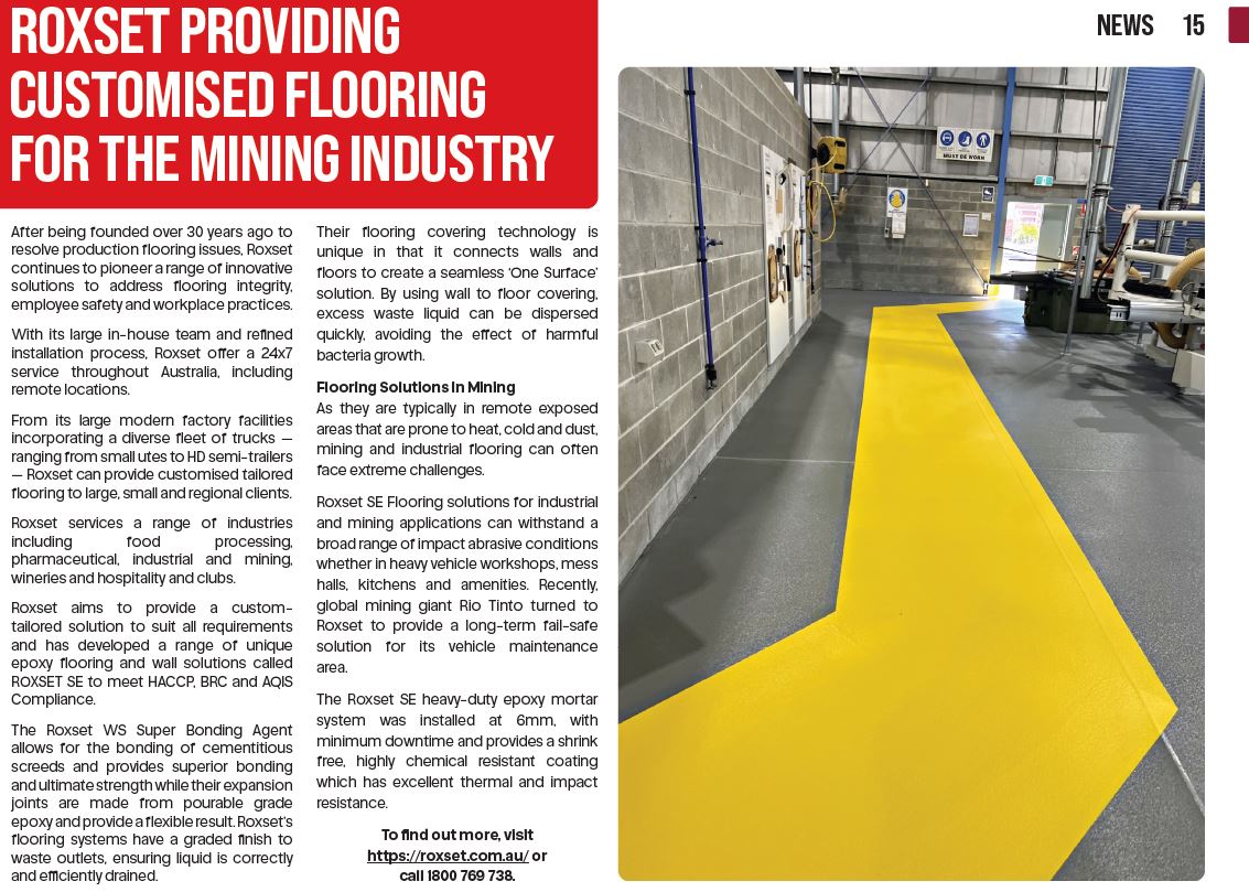 Roxset providing customised flooring for the mining industry
